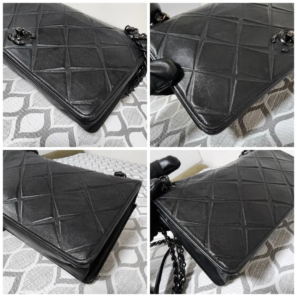 Authentic CHANEL Quilted Lambskin Leather Orient Express Flap Bag Black